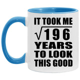 14th Birthday Took Square Root of 196 Years To Look Good - 11oz Accent Mug Blue