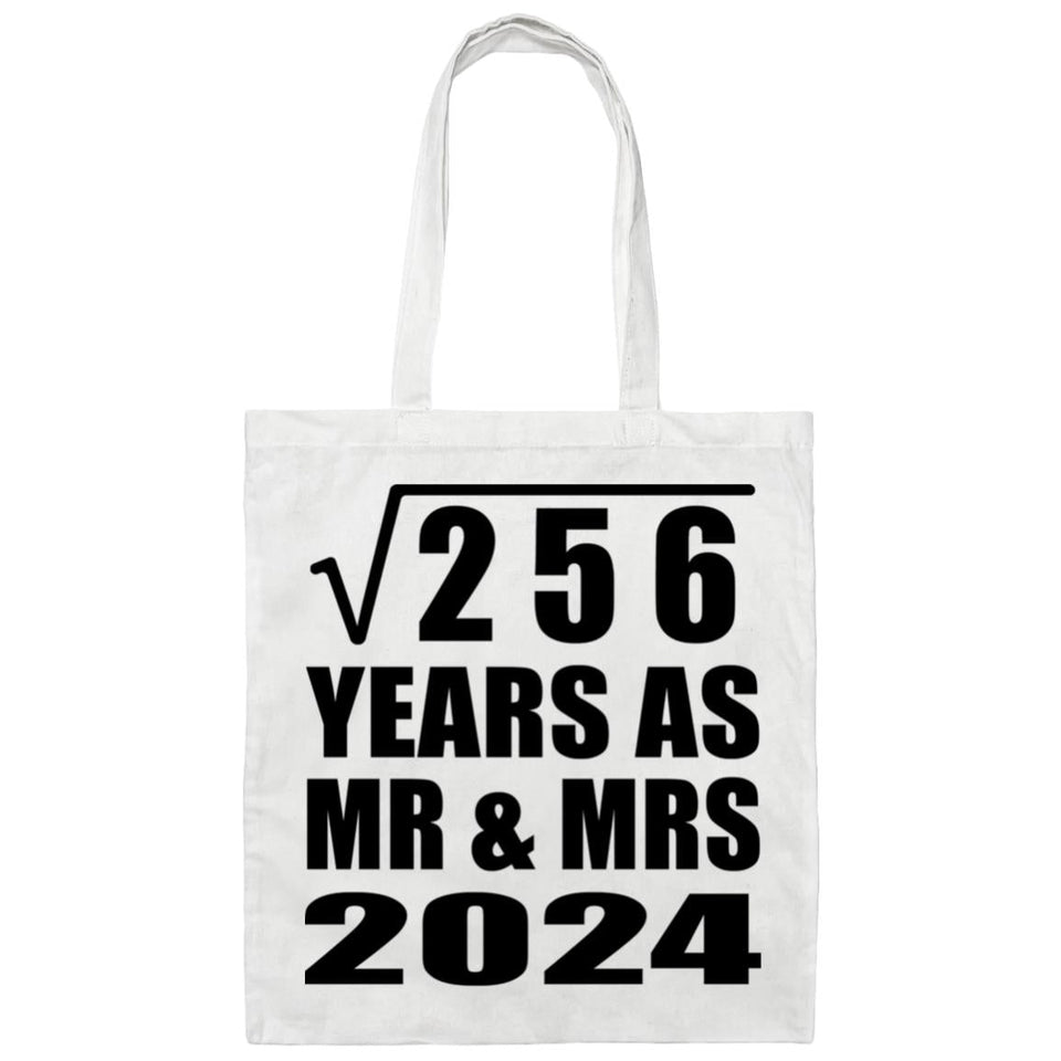 16th Anniversary Square Root of 256 Years As Mr & Mrs 2024 - Tote Bag White