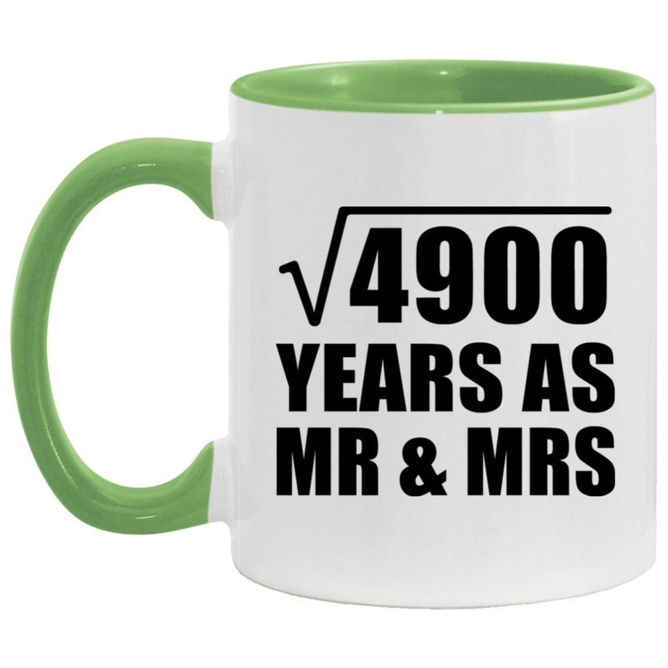 70th Anniversary Square Root of 4900 Years As Mr & Mrs - 11oz Accent Mug Green