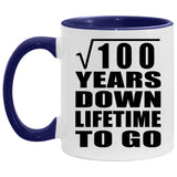 10th Anniversary Square Root of 100 Years Lifetime To Go - 11oz Accent Mug Purple
