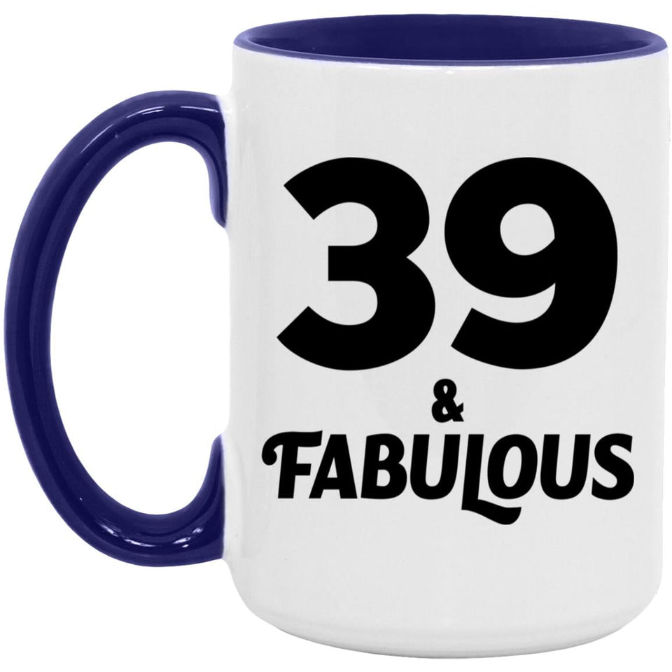 39th Birthday 39 & Fabulous - 15oz Accent Mug Purple