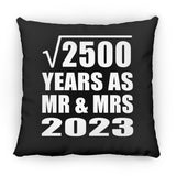50th Anniversary Square Root of 2500 Years As Mr & Mrs 2023 - Throw Pillow Black
