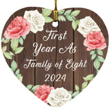 First Year As Family of Eight 2024 - Heart Ornament A