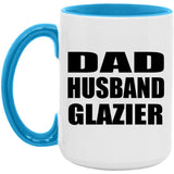 Dad Husband Glazier - 15oz Accent Mug Blue