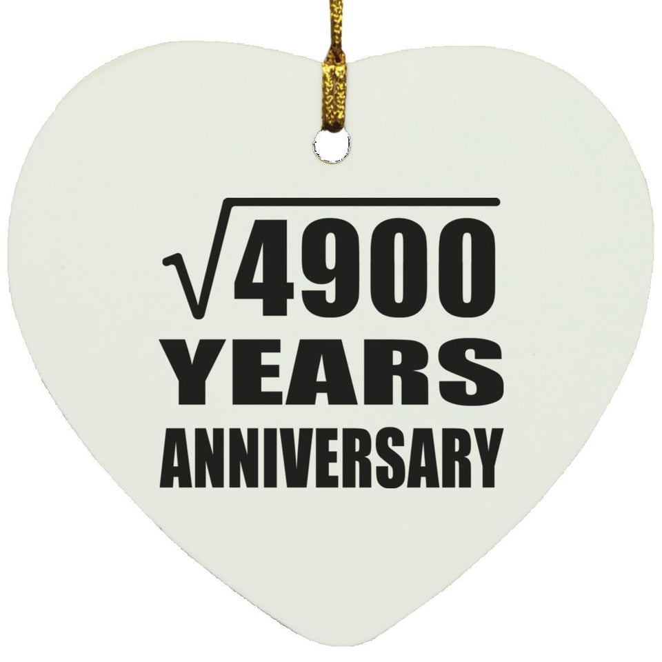 70th Anniversary Square Root of 4900 Years Anniversary - Heart Ornament