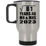 9th Anniversary Square Root of 81 Years As Mr & Mrs 2023 - Silver Travel Mug