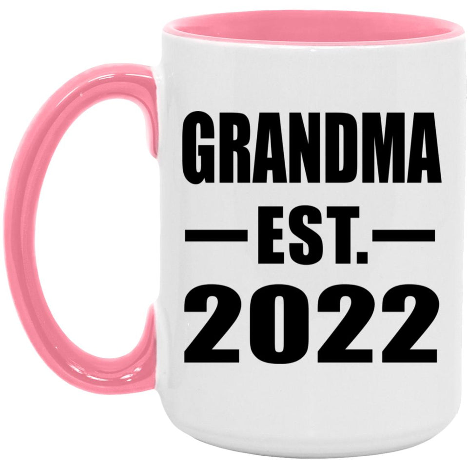 Grandma Established EST. 2022 - 15oz Accent Mug Pink