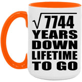 88th Anniversary Square Root of 7744 Years Lifetime To Go - 15oz Accent Mug Orange