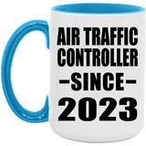 Air Traffic Controller Since 2023 - 15oz Accent Mug Blue