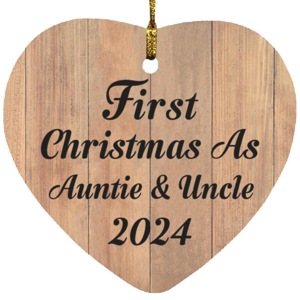 First Christmas As Auntie & Uncle 2024 - Heart Ornament C