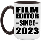 Film Editor Since 2023 - 15oz Accent Mug Black