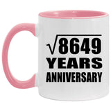 93rd Anniversary Square Root of 8649 Years Anniversary - 11oz Accent Mug Pink