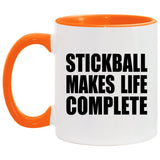 Stickball Makes Life Complete - 11oz Accent Mug Orange
