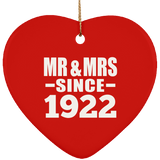 102nd Anniversary Mr & Mrs Since 1922 - Heart Ornament