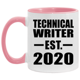 Technical Writer Established EST. 2020 - 11oz Accent Mug Pink