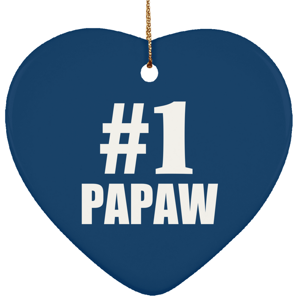 Number One #1 Papaw - Heart Ornament