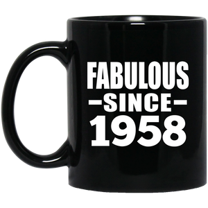 66th Birthday Fabulous Since 1958 - 11 Oz Coffee Mug Black