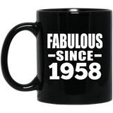 66th Birthday Fabulous Since 1958 - 11 Oz Coffee Mug Black