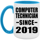 Computer Technician Since 2019 - 15oz Accent Mug Blue