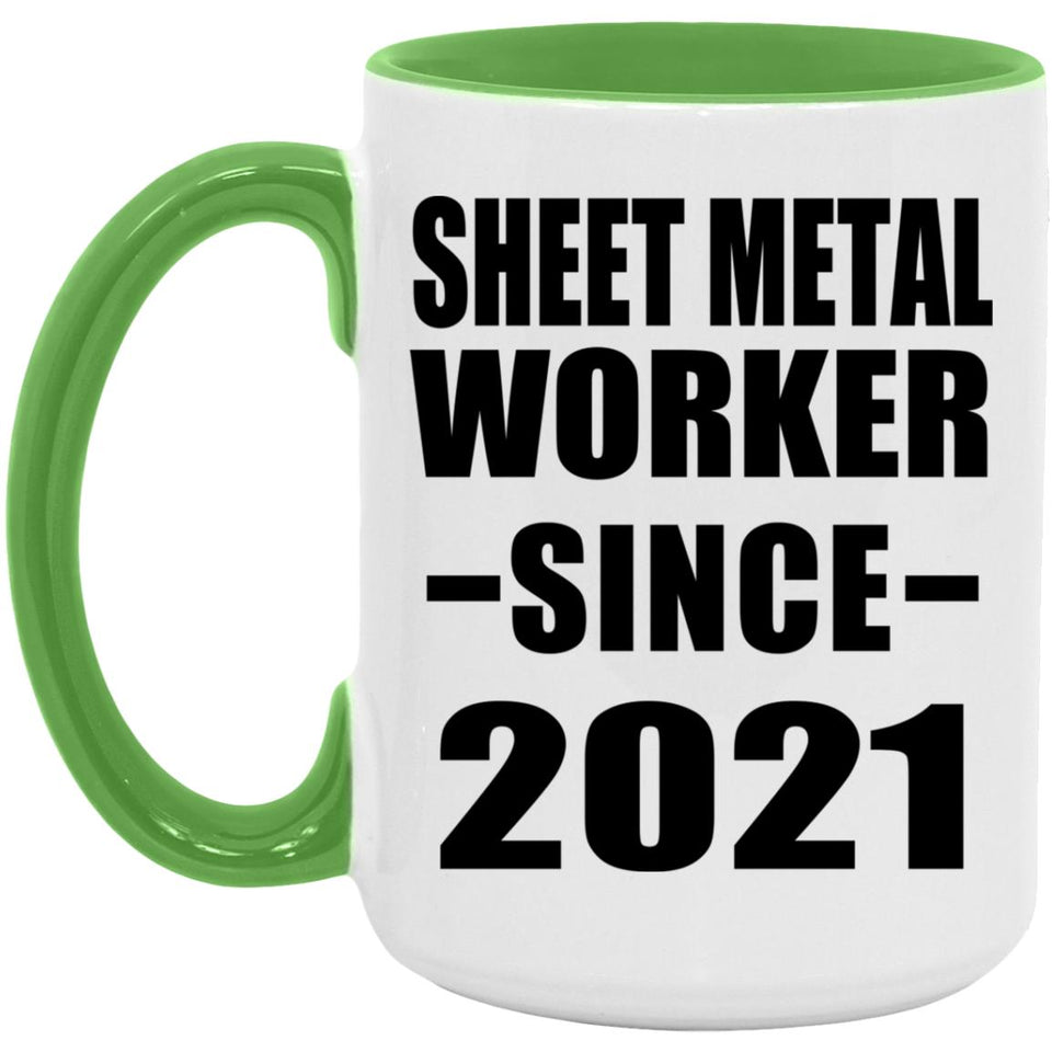 Sheet Metal Worker Since 2021 - 15oz Accent Mug Green