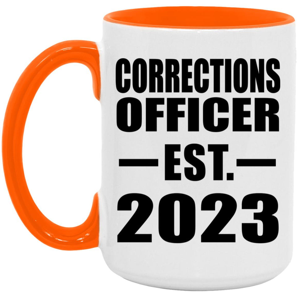 Corrections Officer Established EST. 2023 - 15oz Accent Mug Orange