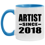 Artist Since 2018 - 11oz Accent Mug Blue