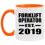 Forklift Operator Established EST. 2019 - 11oz Accent Mug Orange