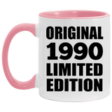 34th Birthday Original 1990 Limited Edition - 11oz Accent Mug Pink