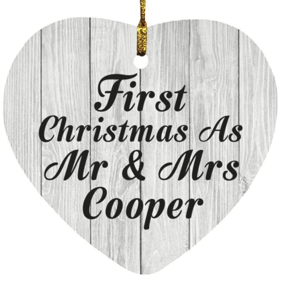 First Christmas As Mr & Mrs Cooper - Heart Ornament F