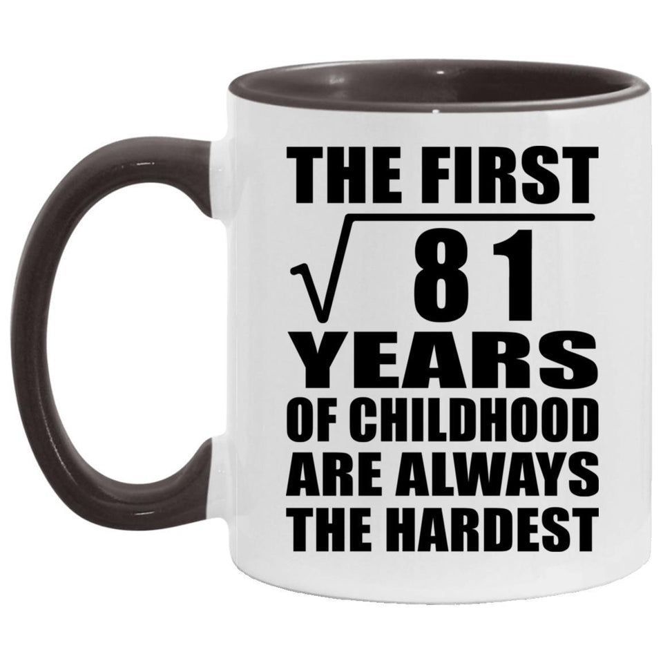 9th Birthday Square Root of 81 Years of Childhood - 11oz Accent Mug Black