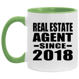 Real Estate Agent Since 2018 - 11oz Accent Mug Green