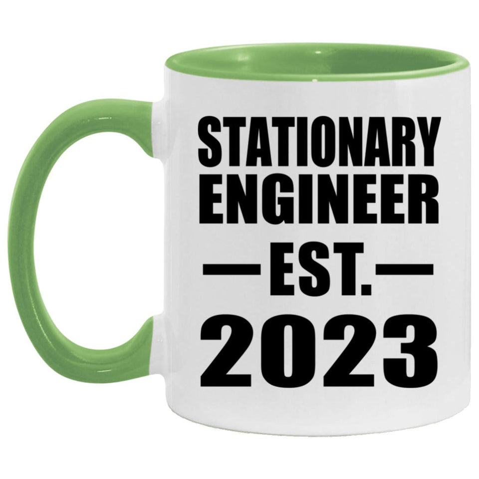 Stationary Engineer Established EST. 2023 - 11oz Accent Mug Green