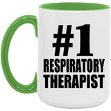 Number One #1 Respiratory Therapist - 15oz Accent Mug Green