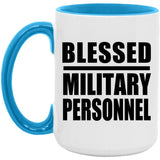 Blessed Military Personnel - 15oz Accent Mug Blue