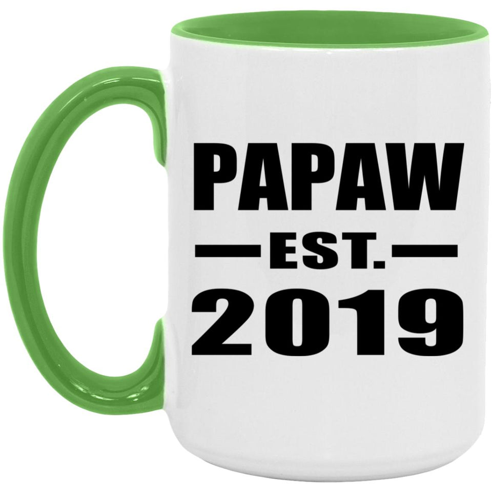 Papaw Established EST. 2019 - 15oz Accent Mug Green