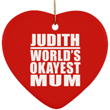 Judith World's Okayest Mum - Heart Ornament