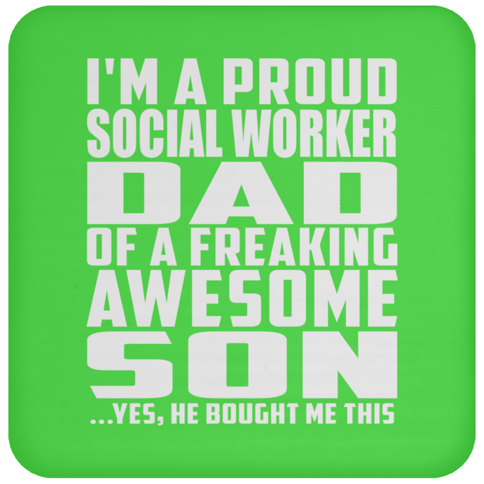 Proud Social Worker Dad Of Awesome Son - Drink Coaster