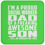 Proud Social Worker Dad Of Awesome Son - Drink Coaster