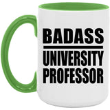 Badass University Professor - 15oz Accent Mug Green