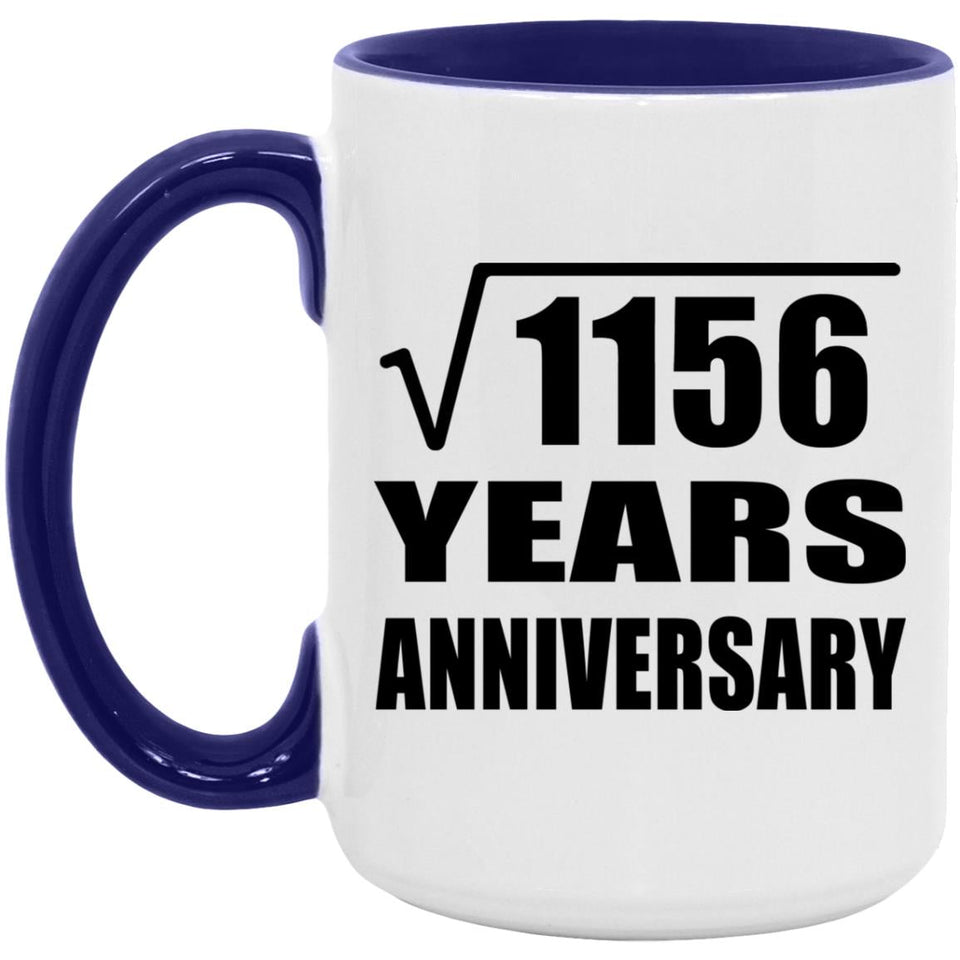 34th Anniversary Square Root of 1156 Years Anniversary - 15oz Accent Mug Purple