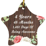 4th Birthday 4 Years 48 Months 1,461 Days Of Awesome - Star Ornament A