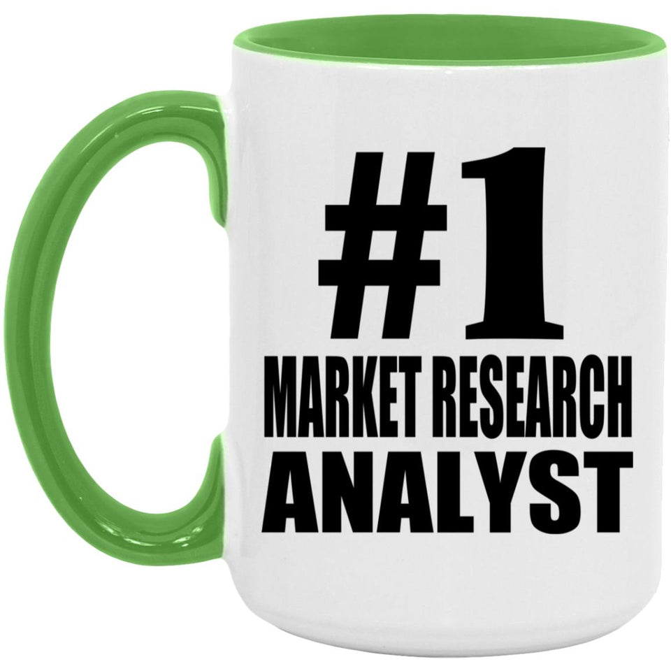 Number One #1 Market Research Analyst - 15oz Accent Mug Green