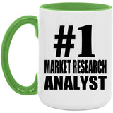 Number One #1 Market Research Analyst - 15oz Accent Mug Green