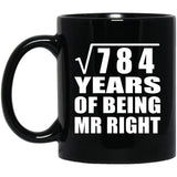 28th Anniversary Square Root of 784 Years of Being Mr Right - 11oz Coffee Mug Black