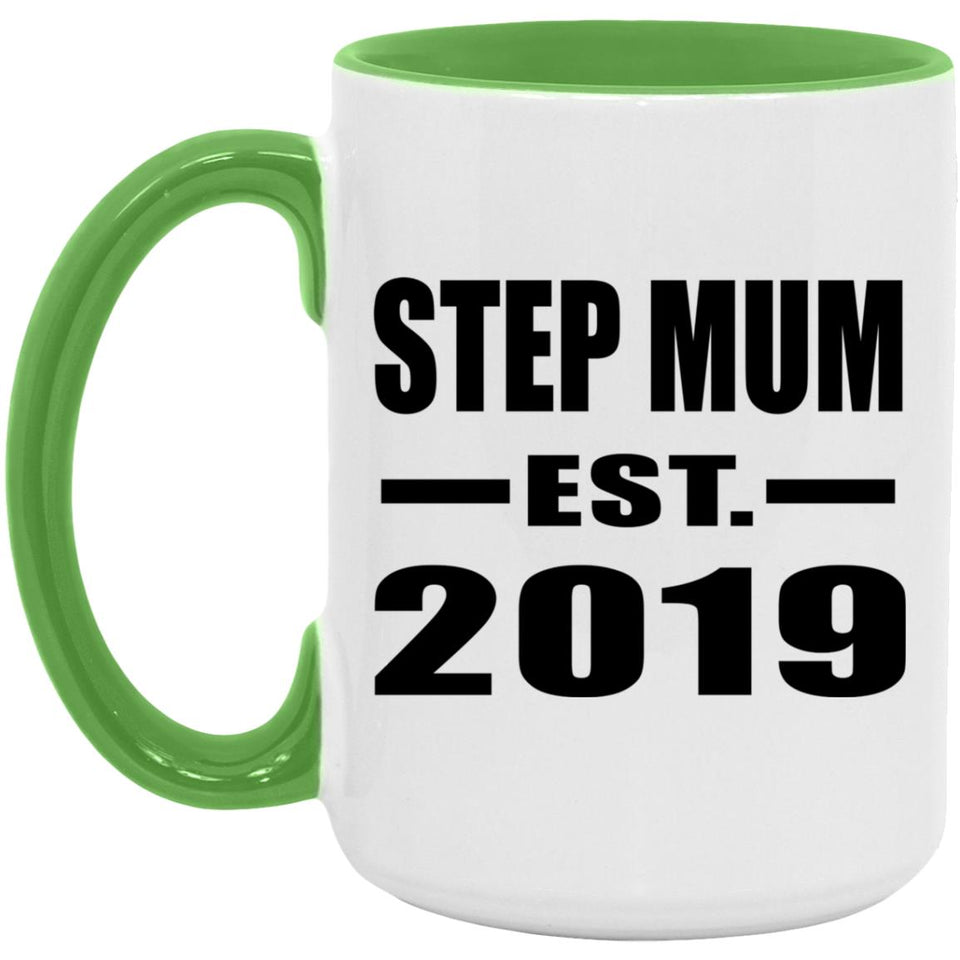 Step Mum Established EST. 2019 - 15oz Accent Mug Green