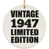 77th Birthday Vintage 1947 Limited Edition - Circle Ornament