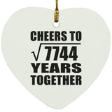 88th Anniversary Cheers To Square Root of 7744 Years Together - Heart Ornament