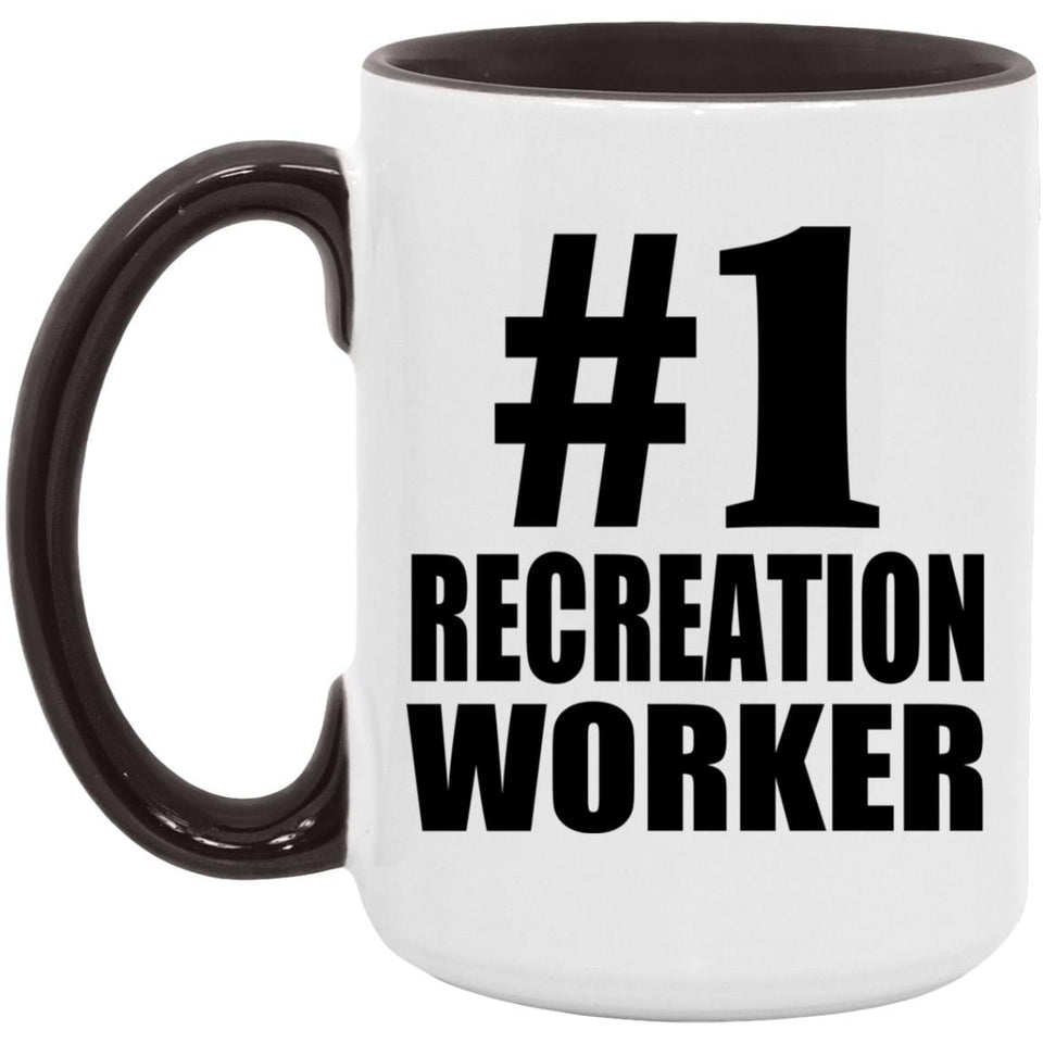 Number One #1 Recreation Worker - 15oz Accent Mug Black