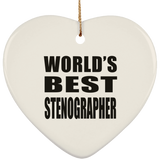 World's Best Stenographer - Heart Ornament