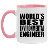 World's Best Environmental Engineer - 11oz Accent Mug Pink